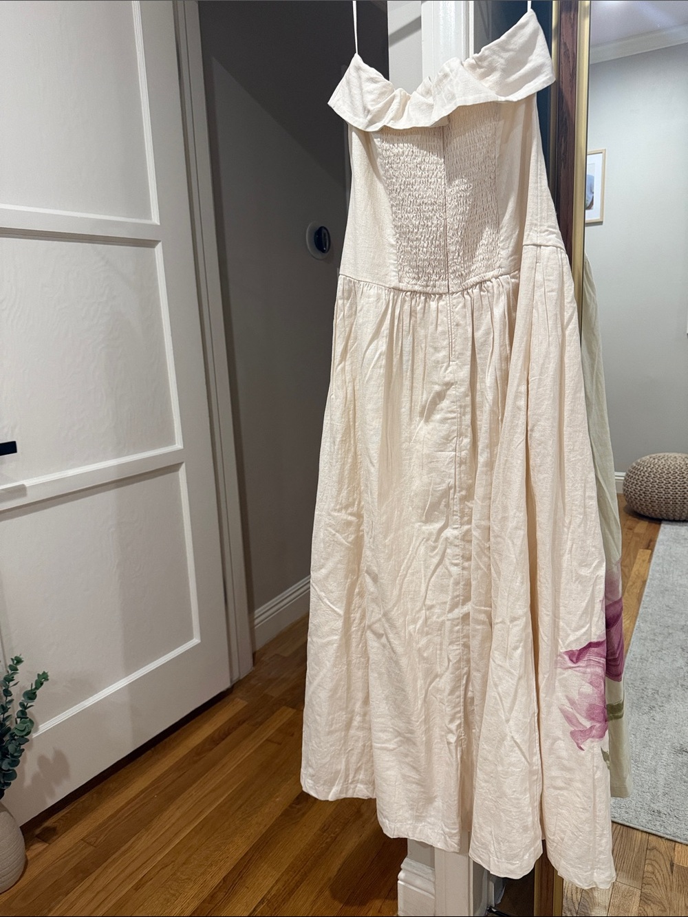 Abercrombie & Fitch Cream Strapless Floral Maxi Dress with Pink Accents - Picture 7 of 7